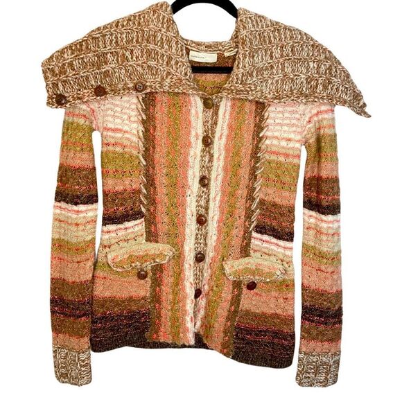 Sleeping on Snow x Anthropologie Cowl Neck Pink/ Brown Cardigan Size Small - Picture 2 of 16